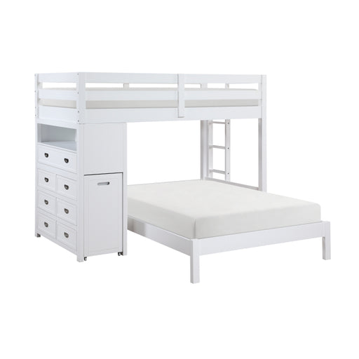 B2024WHLTF-1* (6) Twin/Full Loft Bunk Bed with Chest and Hidden Desk - B2024WHLTF-1*
