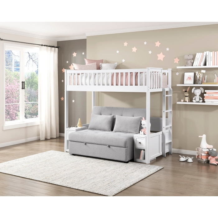B2034WHLTS-1* (5) Twin Loft Bunk Bed with Night Stand and Sofa Bed - B2034WHLTS-1*