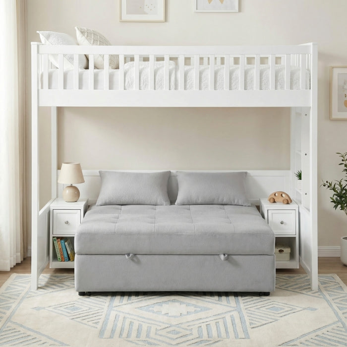 B2034WHLTS-1* (5) Twin Loft Bunk Bed with Night Stand and Sofa Bed - B2034WHLTS-1*