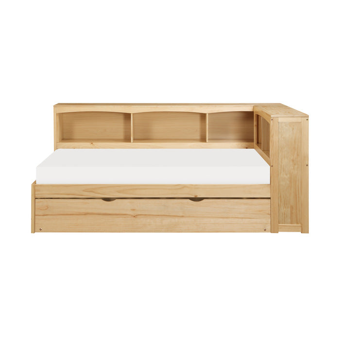 B2043BC-1BCR* (4) Twin Bookcase Corner Platform Bed with Twin Trundle - B2043BC-1BCR*