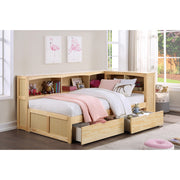 B2043BC-1BCT* (4) Twin Bookcase Corner Platform Bed with Storage Boxes - B2043BC-1BCT*