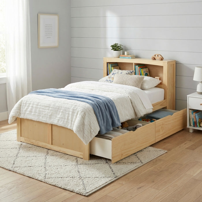 B2043BC-1T* (3) Twin Bookcase Platform Bed with Storage Boxes - B2043BC-1T*