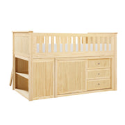 B2043LL-1*BC2DR (6) Low Loft Bunk with Bookcase and 2 Dressers - B2043LL-1*BC2DR