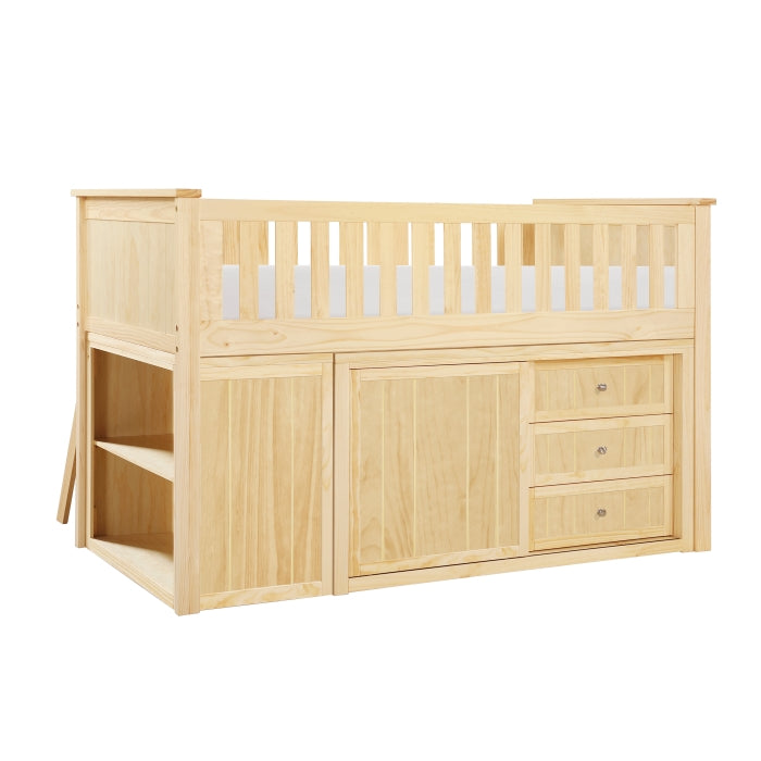 B2043LL-1*BC2DR (6) Low Loft Bunk with Bookcase and 2 Dressers - B2043LL-1*BC2DR