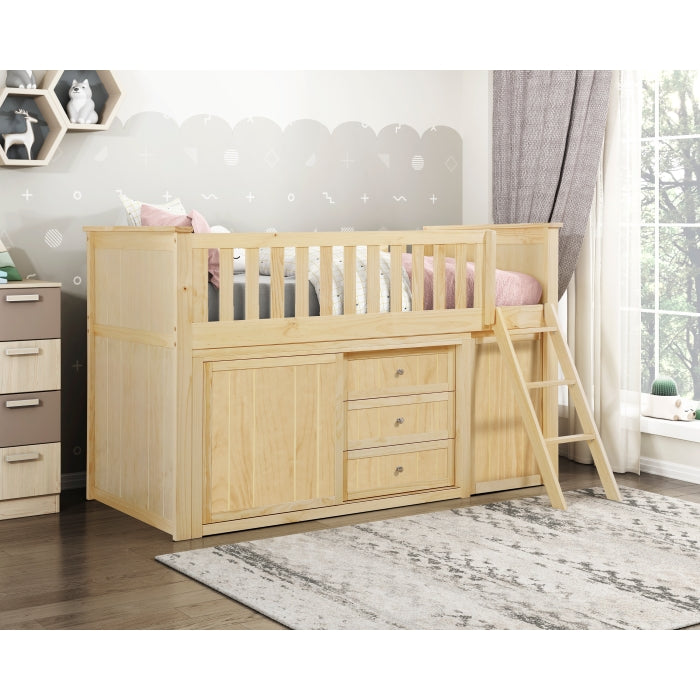 B2043LL-1*BC2DR (6) Low Loft Bunk with Bookcase and 2 Dressers - B2043LL-1*BC2DR