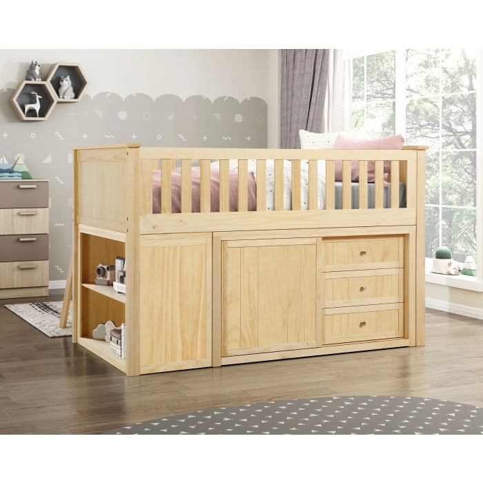 B2043LL-1*BC2DR (6) Low Loft Bunk with Bookcase and 2 Dressers - B2043LL-1*BC2DR