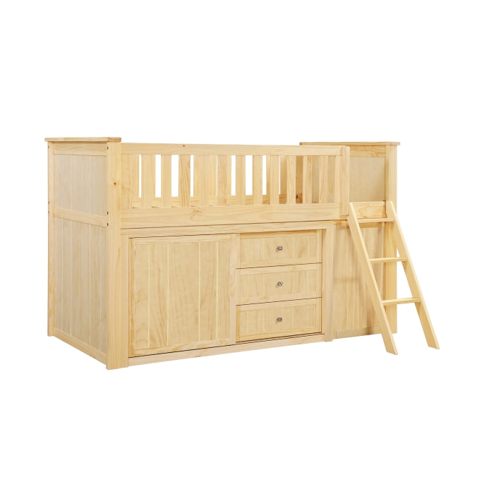 B2043LL-1*BCDR (5) Low Loft Bunk with Bookcase and Dresser - B2043LL-1*BCDR