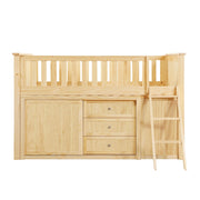 B2043LL-1*BCDR (5) Low Loft Bunk with Bookcase and Dresser - B2043LL-1*BCDR