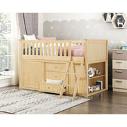 B2043LL-1*BCDR (5) Low Loft Bunk with Bookcase and Dresser - B2043LL-1*BCDR