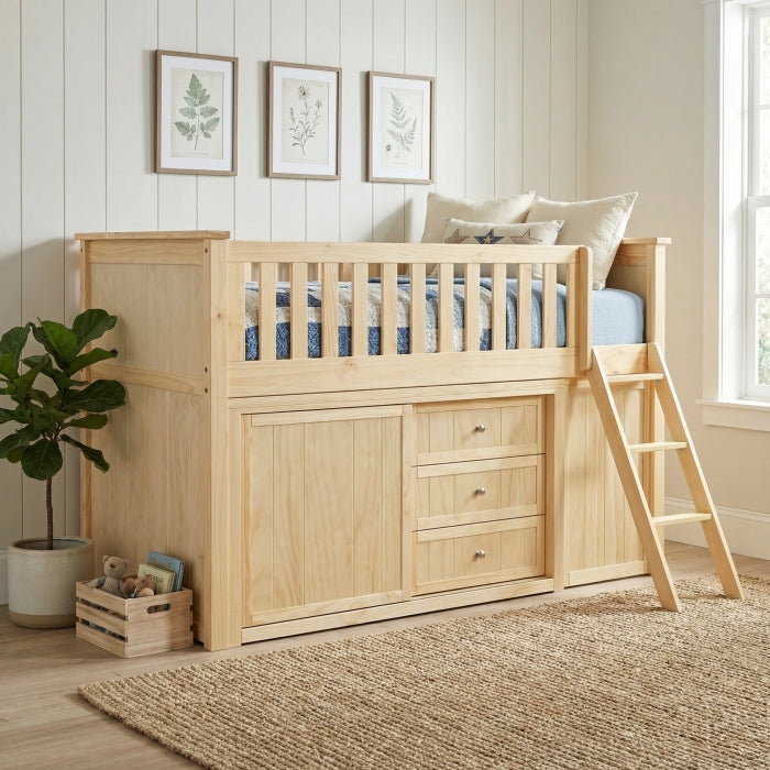 B2043LL-1*BCDR (5) Low Loft Bunk with Bookcase and Dresser - B2043LL-1*BCDR