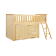 B2043LL-1*DR (4) Low Loft Bunk with Dresser - B2043LL-1*DR