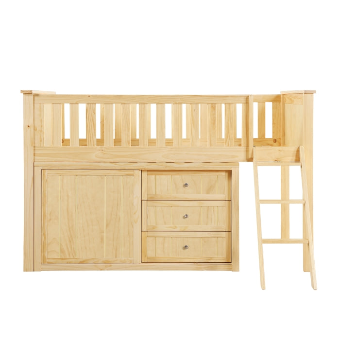 B2043LL-1*DR (4) Low Loft Bunk with Dresser - B2043LL-1*DR