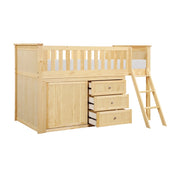 B2043LL-1*DR (4) Low Loft Bunk with Dresser - B2043LL-1*DR
