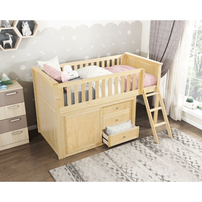 B2043LL-1*DR (4) Low Loft Bunk with Dresser - B2043LL-1*DR