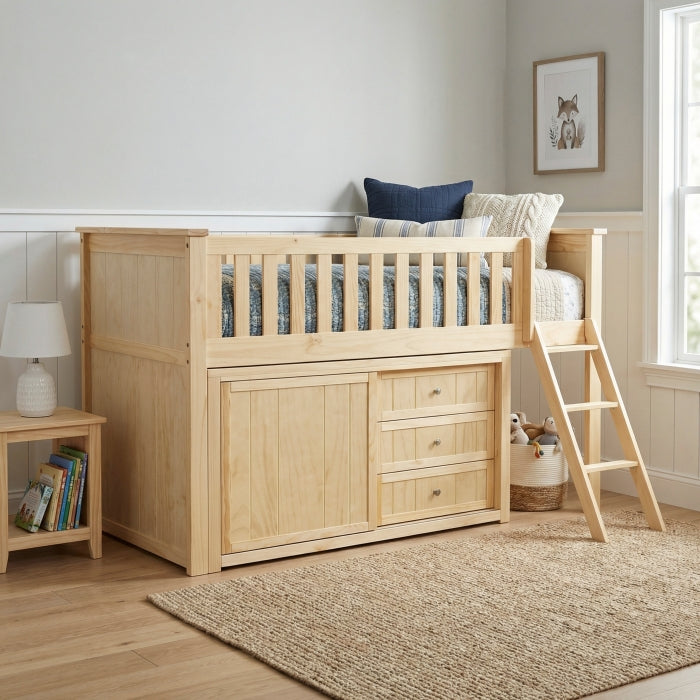 B2043LL-1*DR (4) Low Loft Bunk with Dresser - B2043LL-1*DR