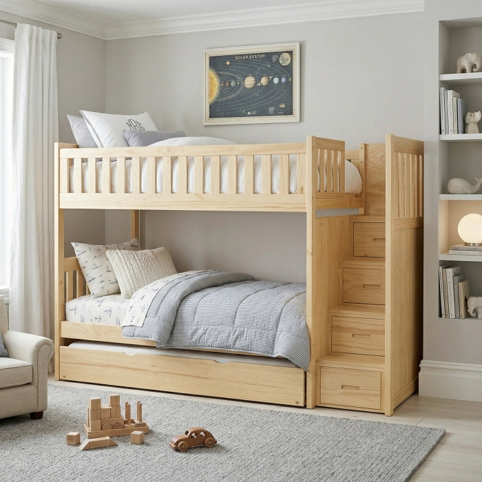 B2043SB-1*R (5) Twin/Twin Step Bunk Bed with Twin Trundle - B2043SB-1*R