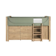 B2048GNLT-1*2BCDR (6) Low Loft Bed with 2-Shelf Bookcase, 4-Shelf Bookcase and Dresser - B2048GNLT-1*2BCDR