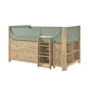 B2048GNLT-1*2BCDR (6) Low Loft Bed with 2-Shelf Bookcase, 4-Shelf Bookcase and Dresser - B2048GNLT-1*2BCDR