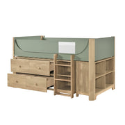 B2048GNLT-1*2BCDR (6) Low Loft Bed with 2-Shelf Bookcase, 4-Shelf Bookcase and Dresser - B2048GNLT-1*2BCDR