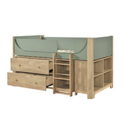 B2048GNLT-1*2BCDR (6) Low Loft Bed with 2-Shelf Bookcase, 4-Shelf Bookcase and Dresser - B2048GNLT-1*2BCDR
