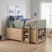 B2048GNLT-1*2BCDR (6) Low Loft Bed with 2-Shelf Bookcase, 4-Shelf Bookcase and Dresser - B2048GNLT-1*2BCDR