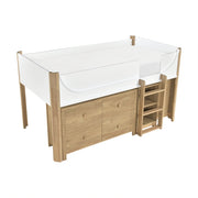 B2048WHLT-1*2BCDR (6) Low Loft Bed with 2-Shelf Bookcase, 4-Shelf Bookcase and Dresser - B2048WHLT-1*2BCDR