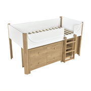 B2048WHLT-1*2BCDR (6) Low Loft Bed with 2-Shelf Bookcase, 4-Shelf Bookcase and Dresser - B2048WHLT-1*2BCDR