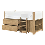 B2048WHLT-1*2BCDR (6) Low Loft Bed with 2-Shelf Bookcase, 4-Shelf Bookcase and Dresser - B2048WHLT-1*2BCDR