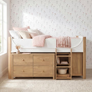 B2048WHLT-1*2BCDR (6) Low Loft Bed with 2-Shelf Bookcase, 4-Shelf Bookcase and Dresser - B2048WHLT-1*2BCDR