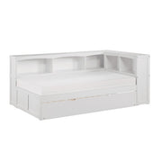 B2053BCW-1BCR* (4) Twin Bookcase Corner Platform Bed with Twin Trundle - B2053BCW-1BCR*
