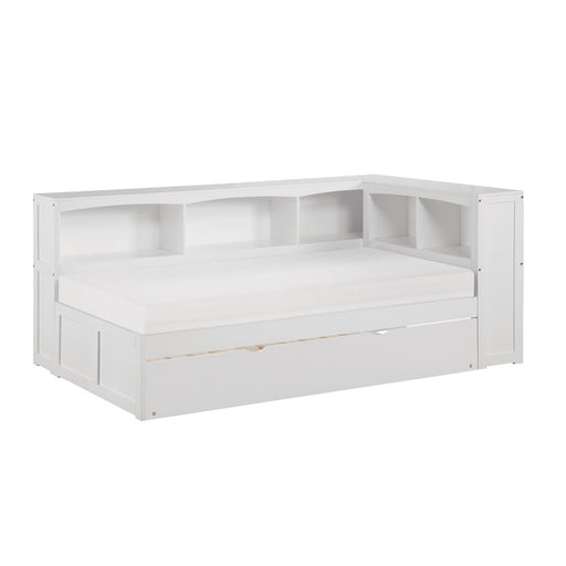 B2053BCW-1BCR* (4) Twin Bookcase Corner Platform Bed with Twin Trundle - B2053BCW-1BCR*