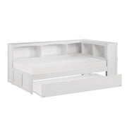 B2053BCW-1BCR* (4) Twin Bookcase Corner Platform Bed with Twin Trundle - B2053BCW-1BCR*