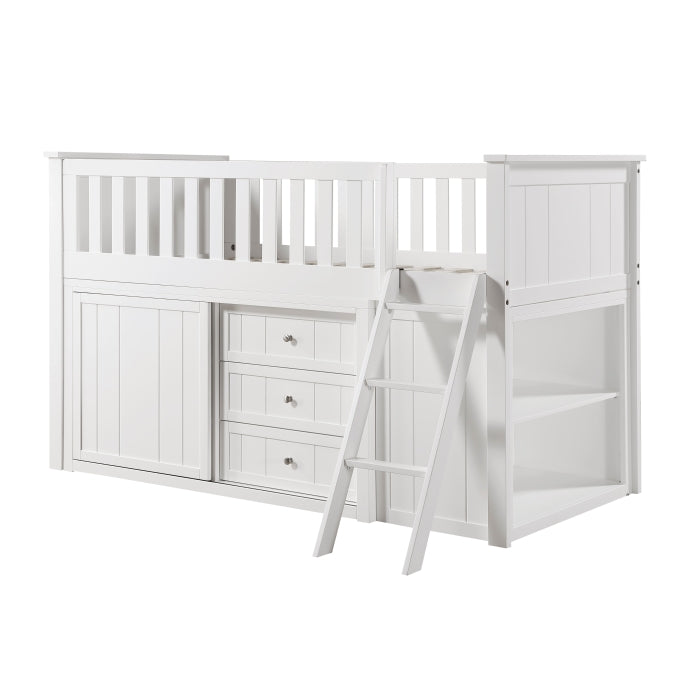 B2053LLW-1*BC2DR (6) Low Loft Bunk with Bookcase and 2 Dressers - B2053LLW-1*BC2DR