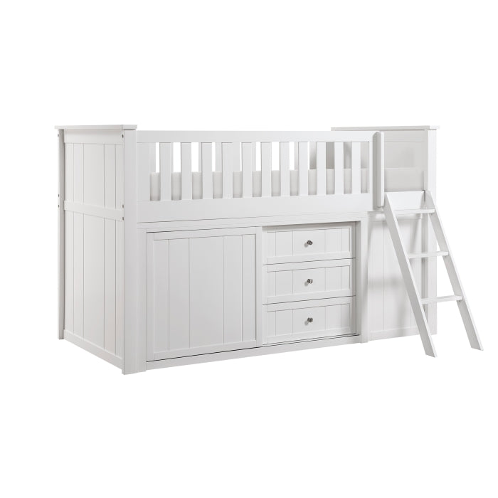 B2053LLW-1*BCDR (5) Low Loft Bunk with Bookcase and Dresser - B2053LLW-1*BCDR