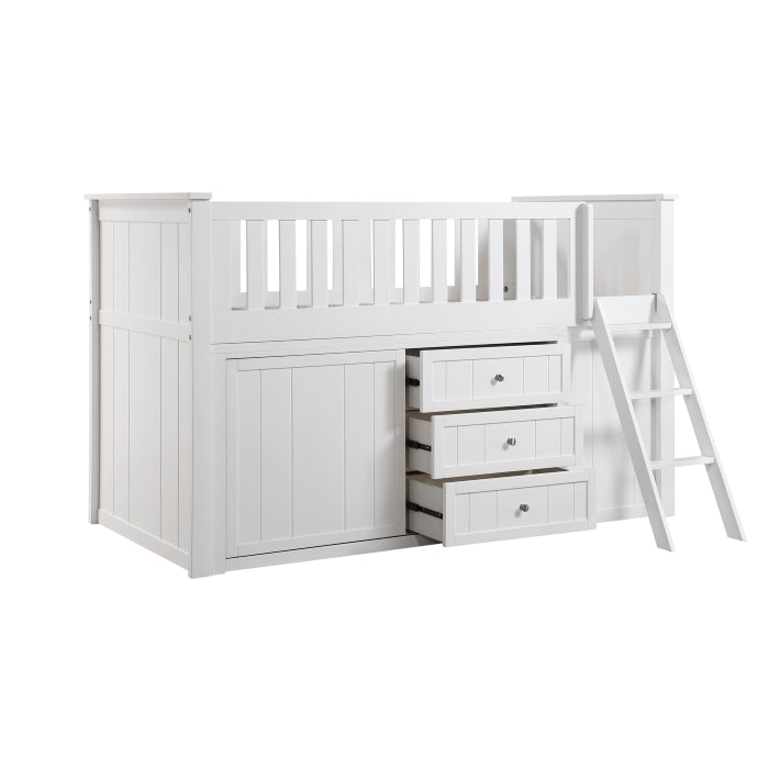 B2053LLW-1*BCDR (5) Low Loft Bunk with Bookcase and Dresser - B2053LLW-1*BCDR