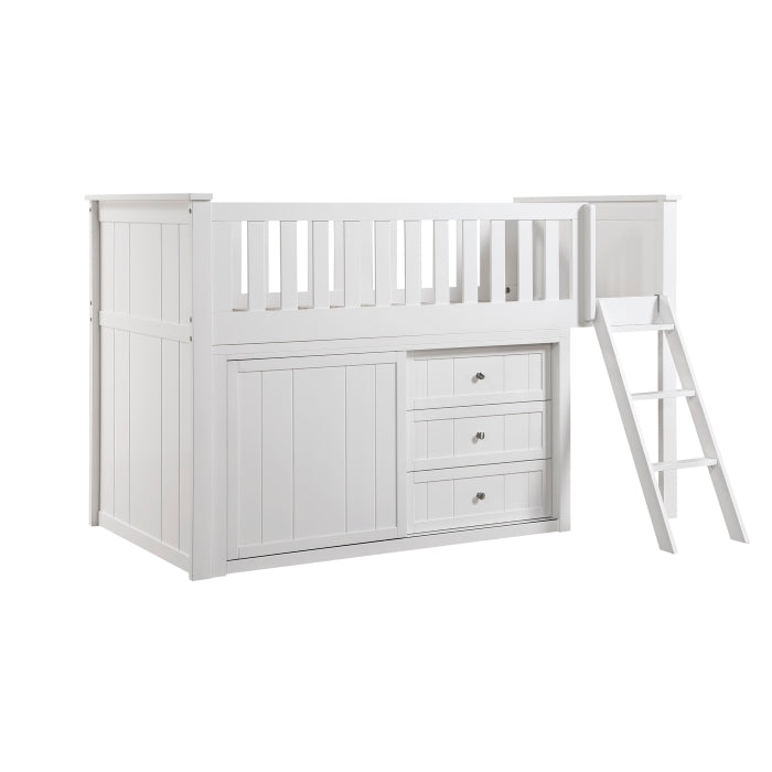 B2053LLW-1*DR (4) Low Loft Bunk with Dresser - B2053LLW-1*DR