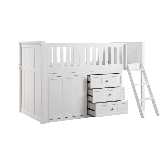 B2053LLW-1*DR (4) Low Loft Bunk with Dresser - B2053LLW-1*DR