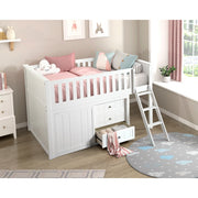 B2053LLW-1*DR (4) Low Loft Bunk with Dresser - B2053LLW-1*DR