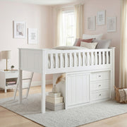 B2053LLW-1*DR (4) Low Loft Bunk with Dresser - B2053LLW-1*DR