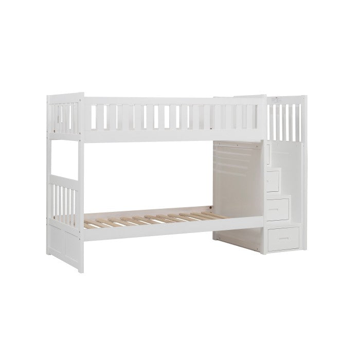 B2053SBW-1* (4) Twin/Twin Step Bunk Bed - B2053SBW-1*