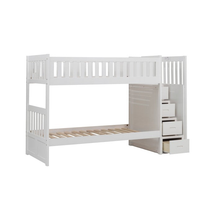 B2053SBW-1* (4) Twin/Twin Step Bunk Bed - B2053SBW-1*