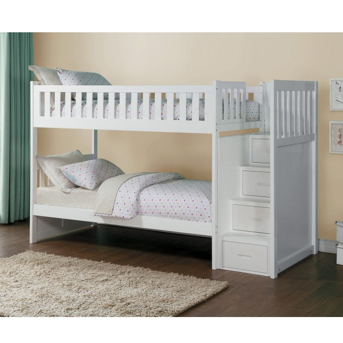 B2053SBW-1* (4) Twin/Twin Step Bunk Bed - B2053SBW-1*