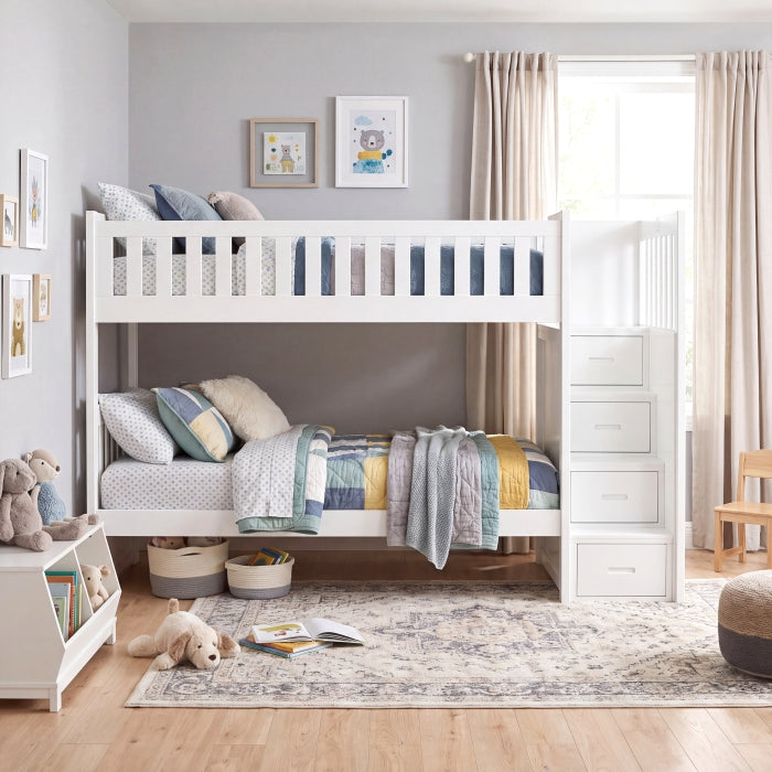B2053SBW-1* (4) Twin/Twin Step Bunk Bed - B2053SBW-1*