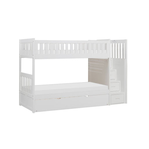 B2053SBW-1*R (5) Twin/Twin Step Bunk Bed with Twin Trundle - B2053SBW-1*R