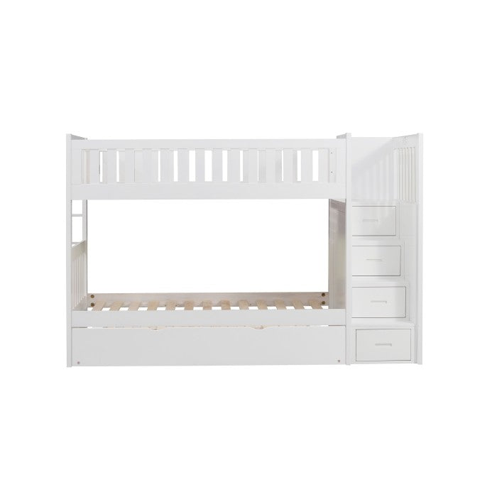 B2053SBW-1*R (5) Twin/Twin Step Bunk Bed with Twin Trundle - B2053SBW-1*R