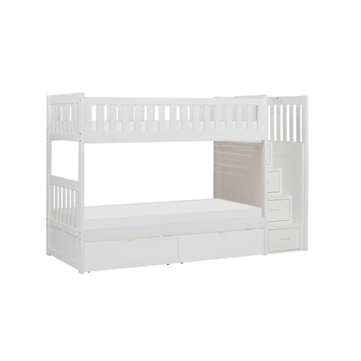 B2053SBW-1*T (5) Twin/Twin Step Bunk Bed with Storage Boxes - B2053SBW-1*T