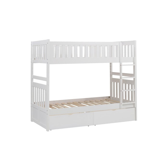 B2053W-1*T (4) Twin/Twin Bunk Bed with Storage Boxes - B2053W-1*T