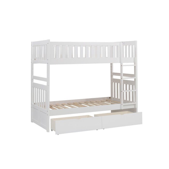 B2053W-1*T (4) Twin/Twin Bunk Bed with Storage Boxes - B2053W-1*T