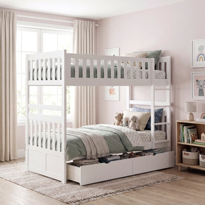 B2053W-1*T (4) Twin/Twin Bunk Bed with Storage Boxes - B2053W-1*T