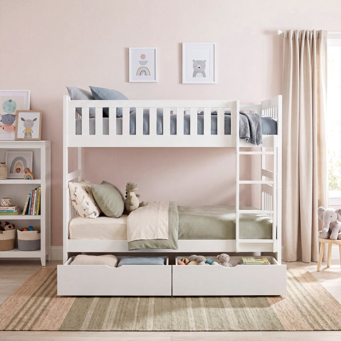 B2053W-1*T (4) Twin/Twin Bunk Bed with Storage Boxes - B2053W-1*T
